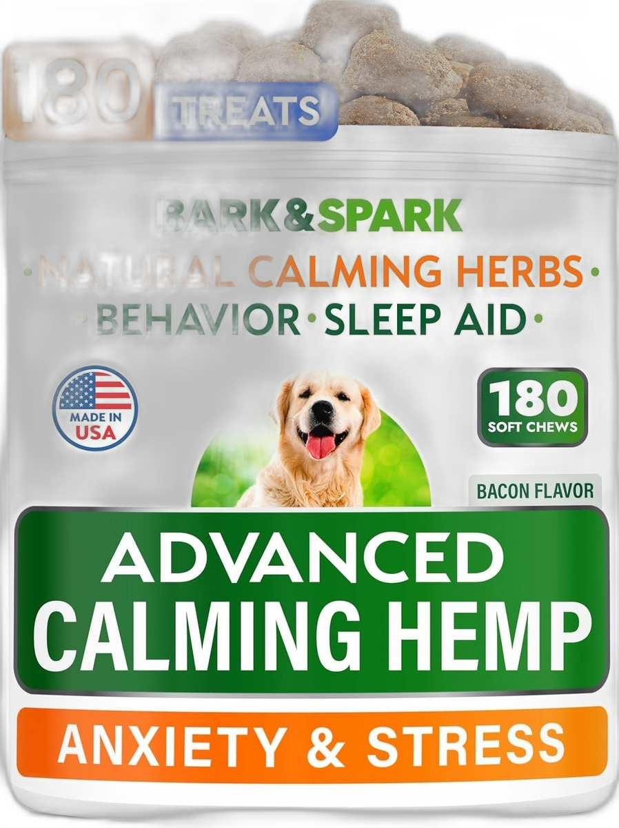 Bark&Spark Hemp Bacon Flavored Soft Chew Anxiety & Stress Relief Treats Calming Support Supplement for Dogs pet supplement