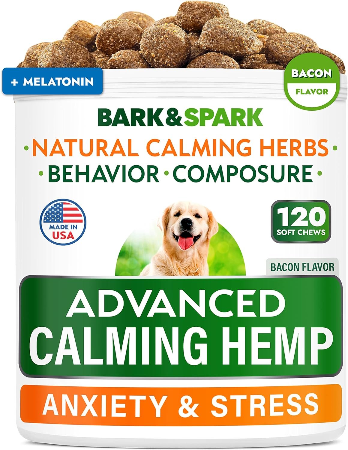 Bark & Spark Calming Dog Treats with Hemp for Anxiety Relief