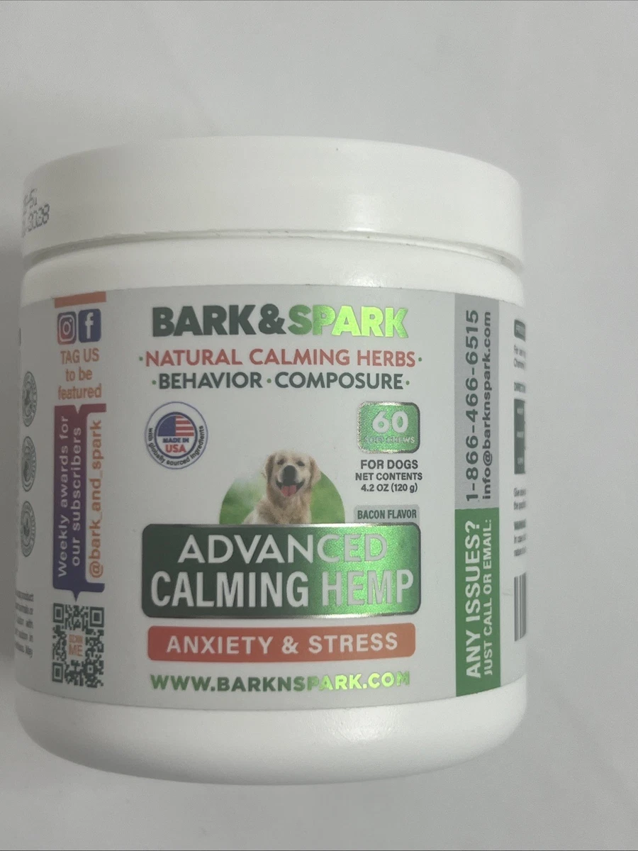 Bark&Spark Hemp Bacon Flavored Soft Chew Anxiety & Stress Relief Treats Calming Support Supplement for Dogs pet supplement