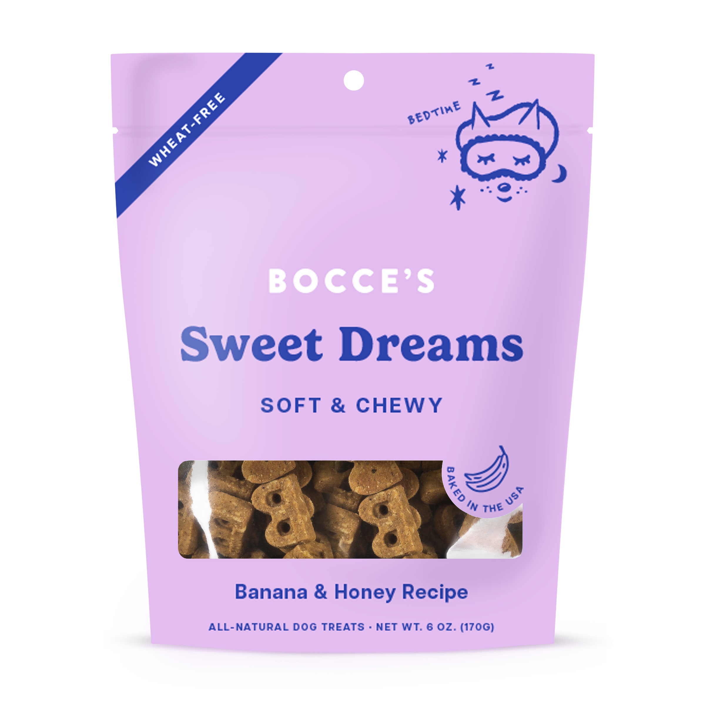 Bocce's Bakery Dailies Sweet Dreams Dog Treats for Bedtime Support, Wheat-Free Dog Treats, Made with Real Ingredients, Baked in The USA, Natural Soft & Chewy, Banana & Honey, 6 oz