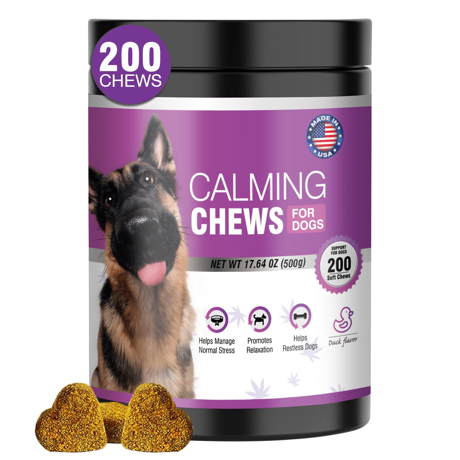 Calming Chews for Dogs 200pc Dog Calming Treat and Bites with Melatonin - Anxiety and Stress Relief Treats for Dogs Puppy Sleep Aid Calm Dog with Noise,Thunder, Barking, Separation,Chewing