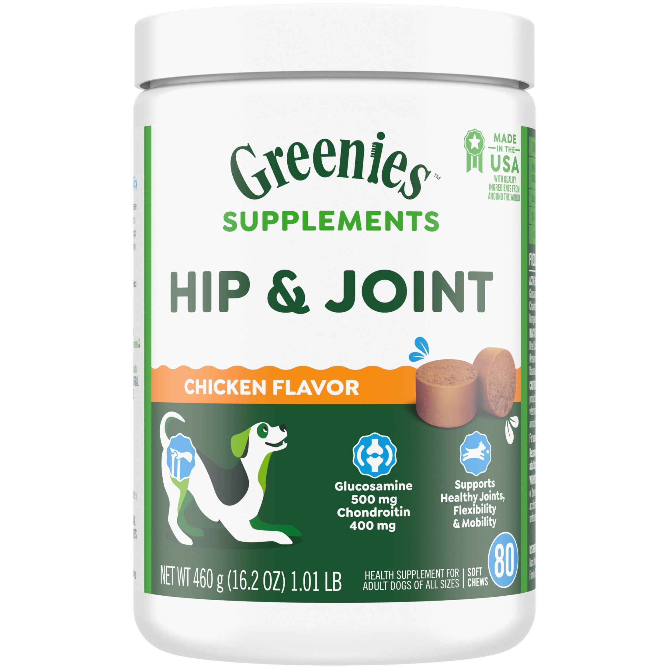 Greenies Hip & Joint Chicken Flavored Soft Chew Glucosamine Joint Supplement for Dogs