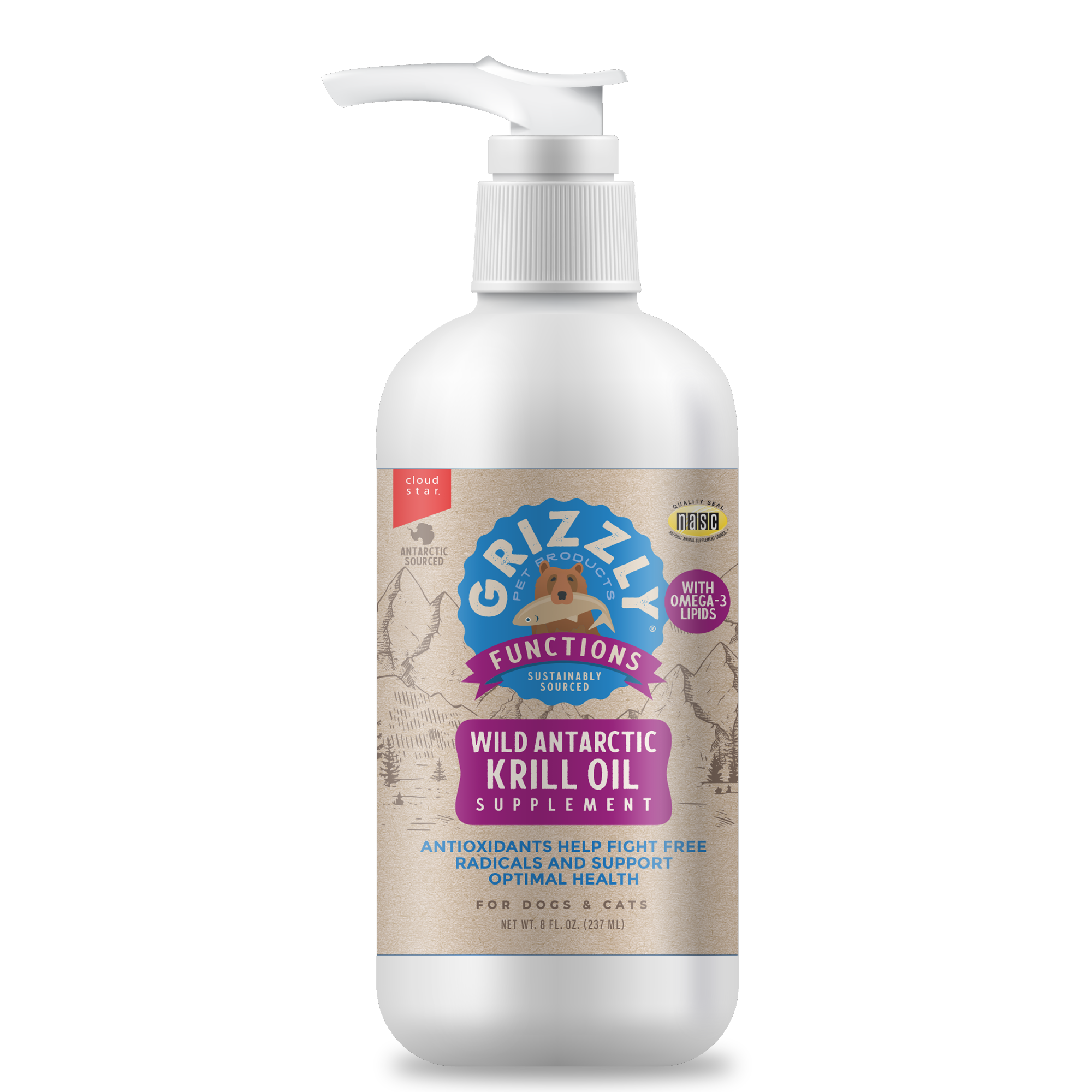 Grizzly Krill Oil Antioxidant Supplement for Dogs & Cats