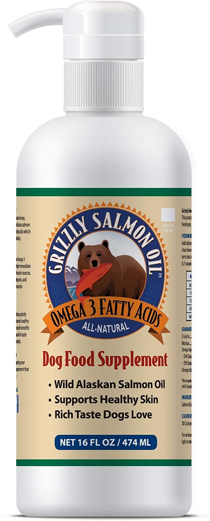 Grizzly Pet Products Wild Alaskan Salmon Oil for Dogs & Cats - Heart, Skin & Joint Support by Grizzly Pet Products