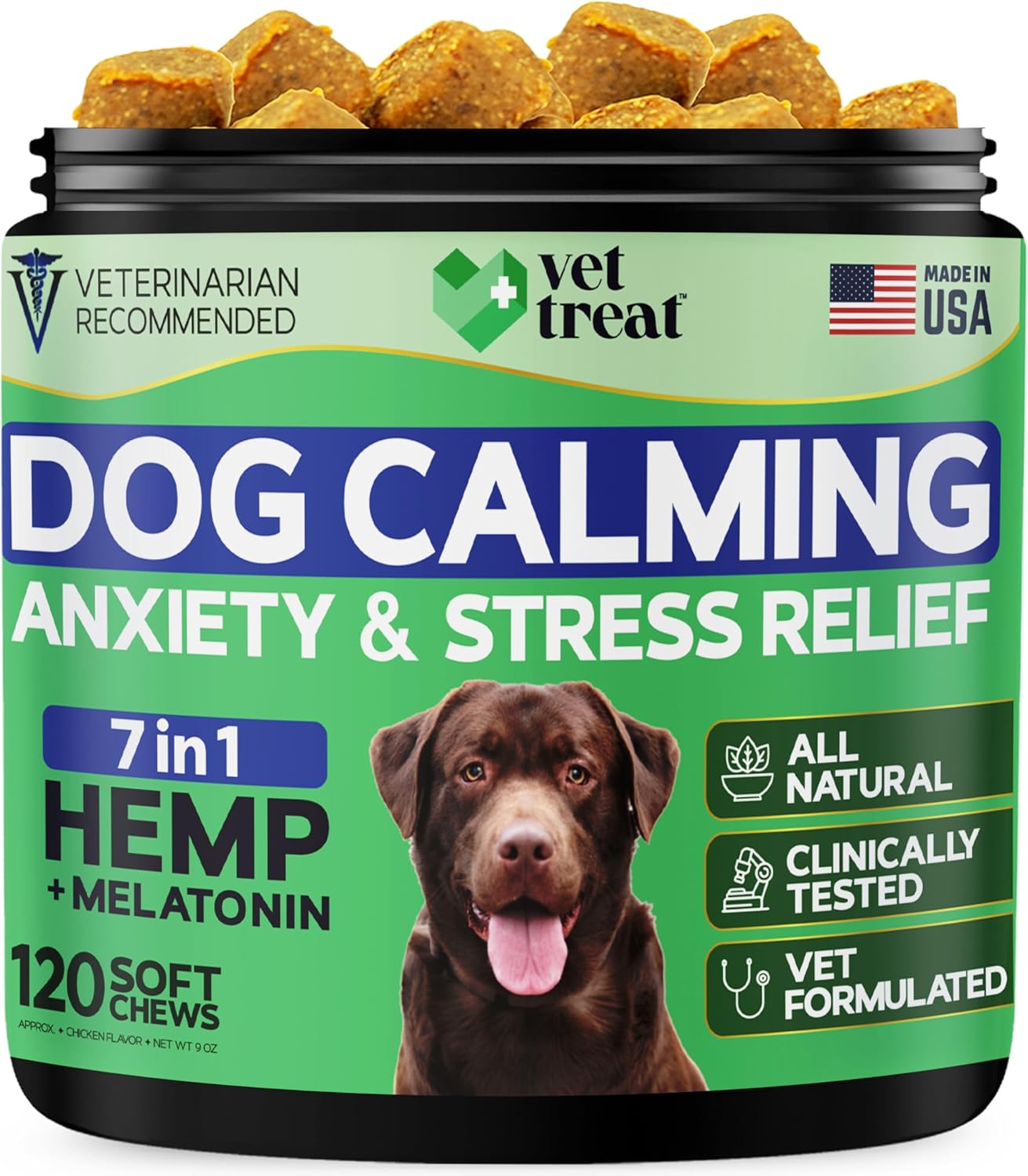 Hemp Calming Chews for Dogs - Dog Calming Chews for Anxiety Relief, Stress, Separation, Fireworks, Thunder, Travel, Vet Visits - USA Product - 120 Soft Treats with Melatonin, Chamomile, Passion Flower by Pawzitive Pets