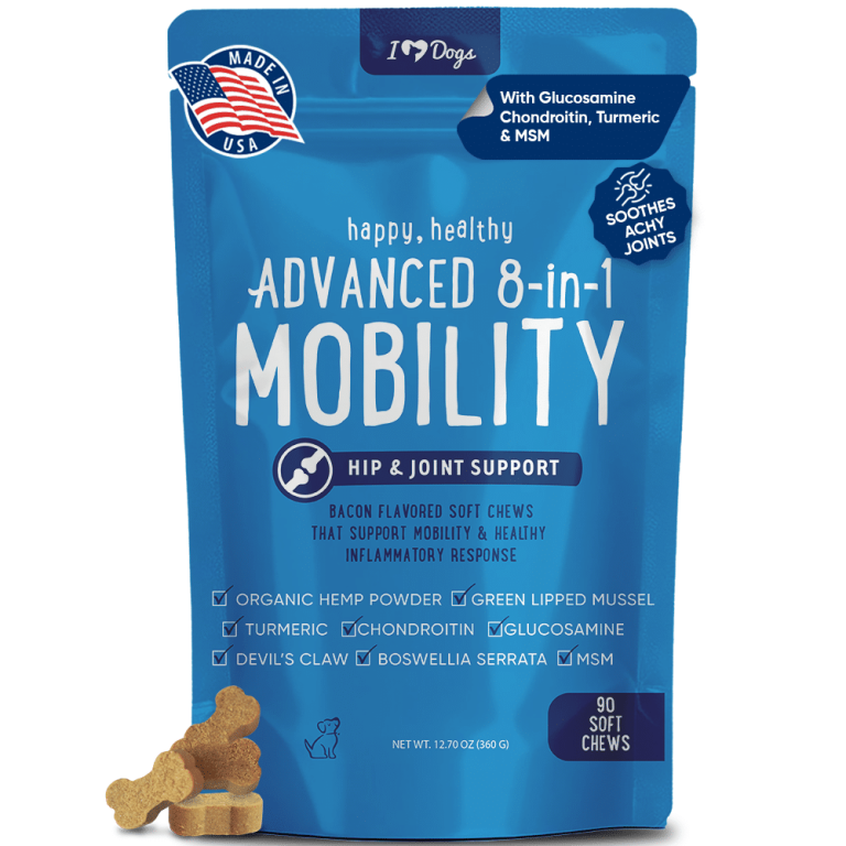 iHeartDogs Advanced 8-in-1 Senior Dog Chews with Turmeric & CoQ10 pet supplement