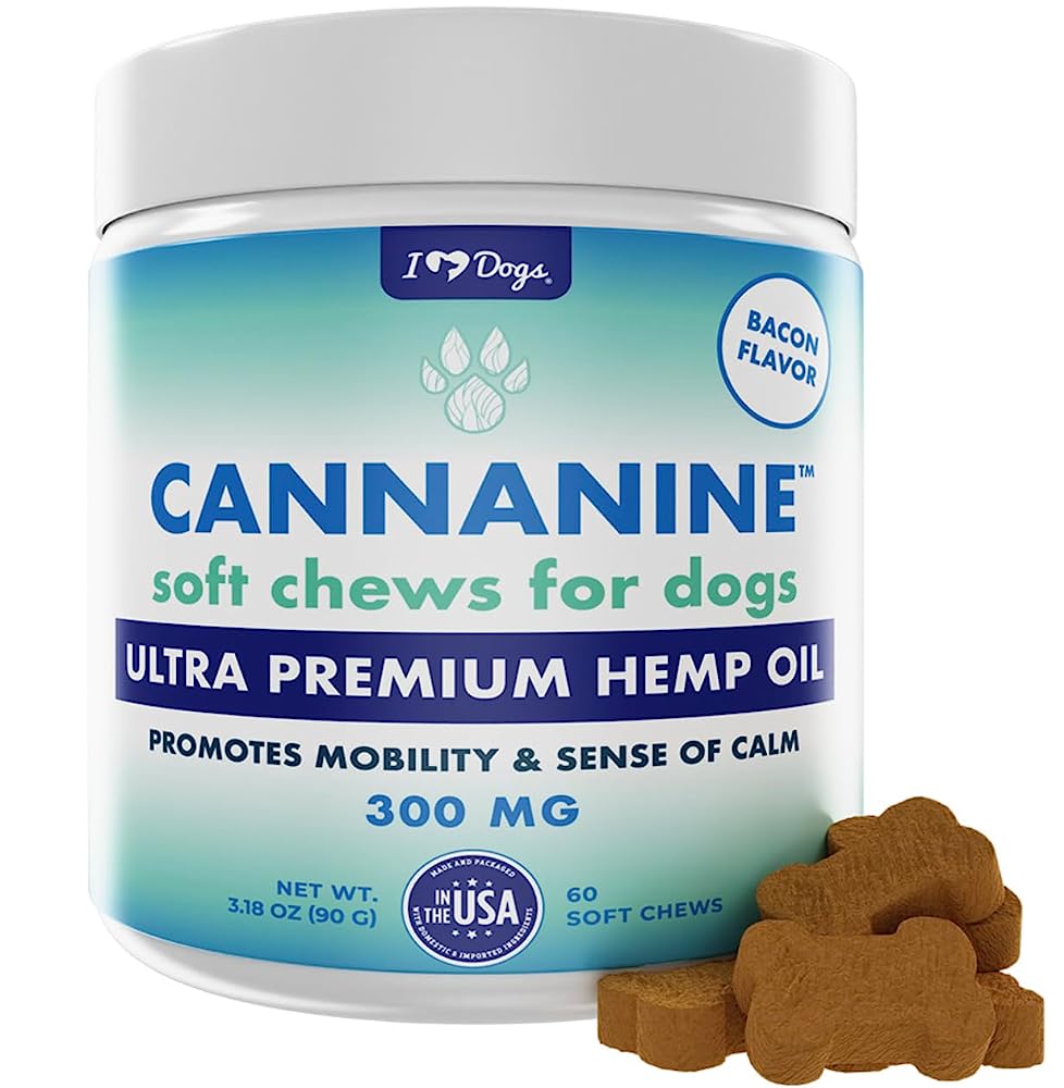 iHeartDogs Calming Chews with Hemp + Melatonin - Soothing Support for Dogs