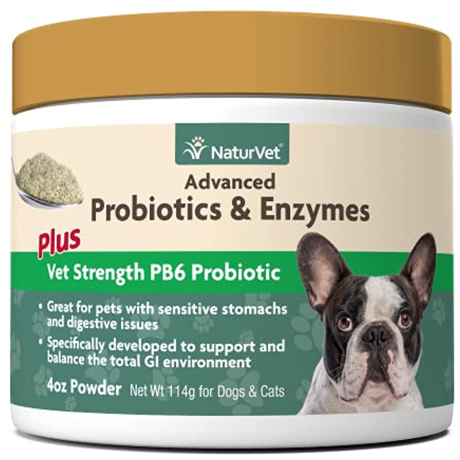 NaturVet Advanced Probiotics & Enzymes for Dogs & Cats - Digestive Aid for Sensitive Stomachs pet supplement