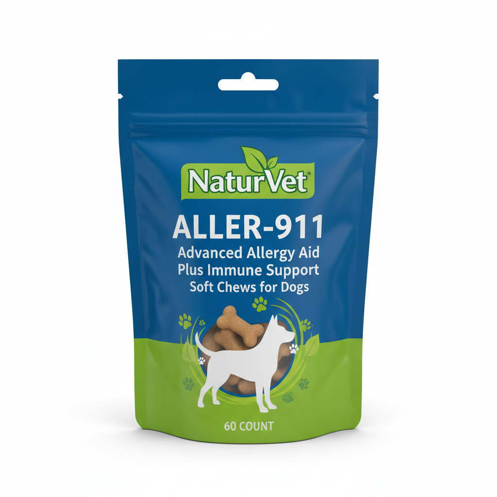 NaturVet Aller-911 Advanced Allergy Aid Plus Immune Support Soft Chews for Dogs, 60 Count pet supplement