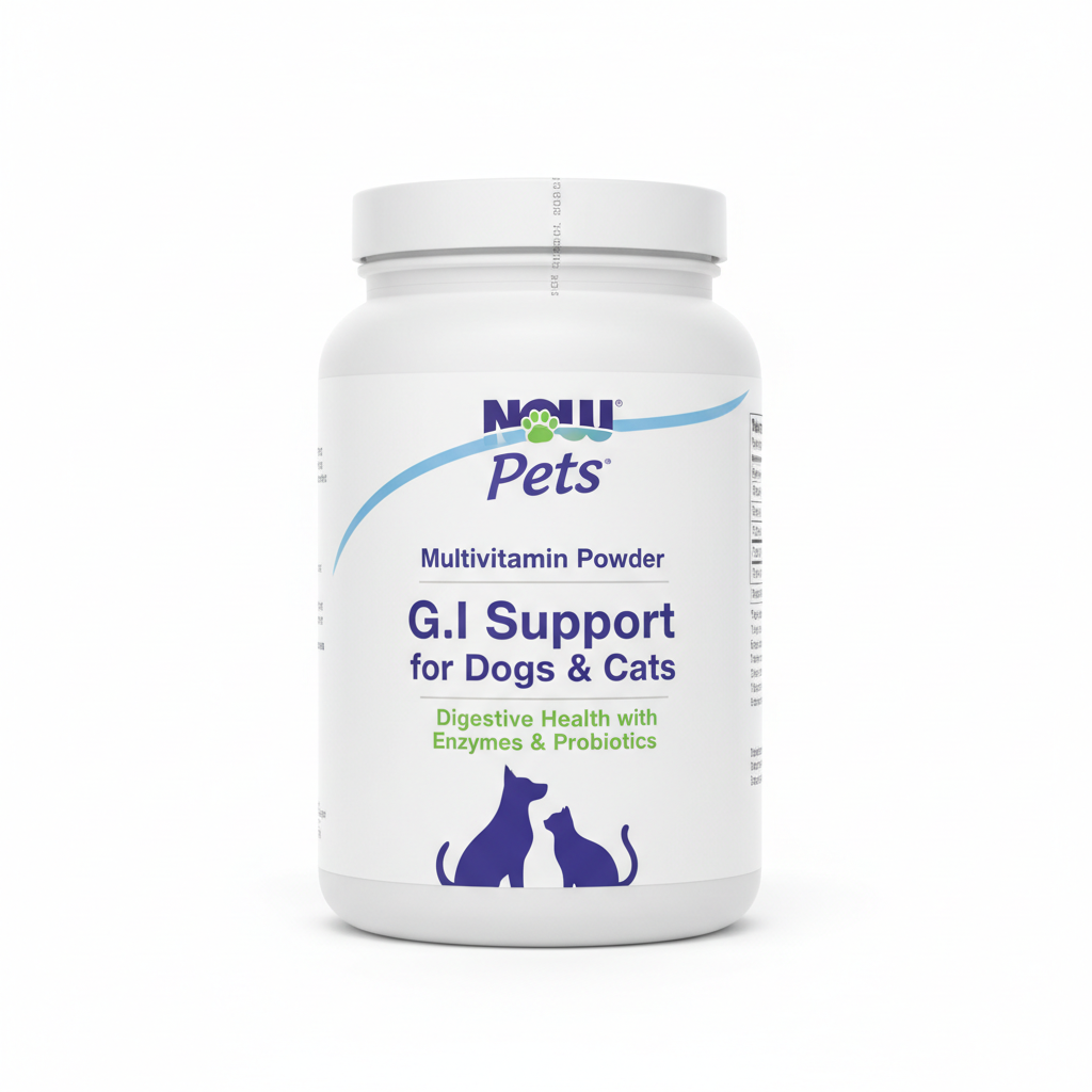 NOW Pets G.I. Support for Dogs & Cats - Digestive Health with Enzymes & Probiotics multivitamins supplement