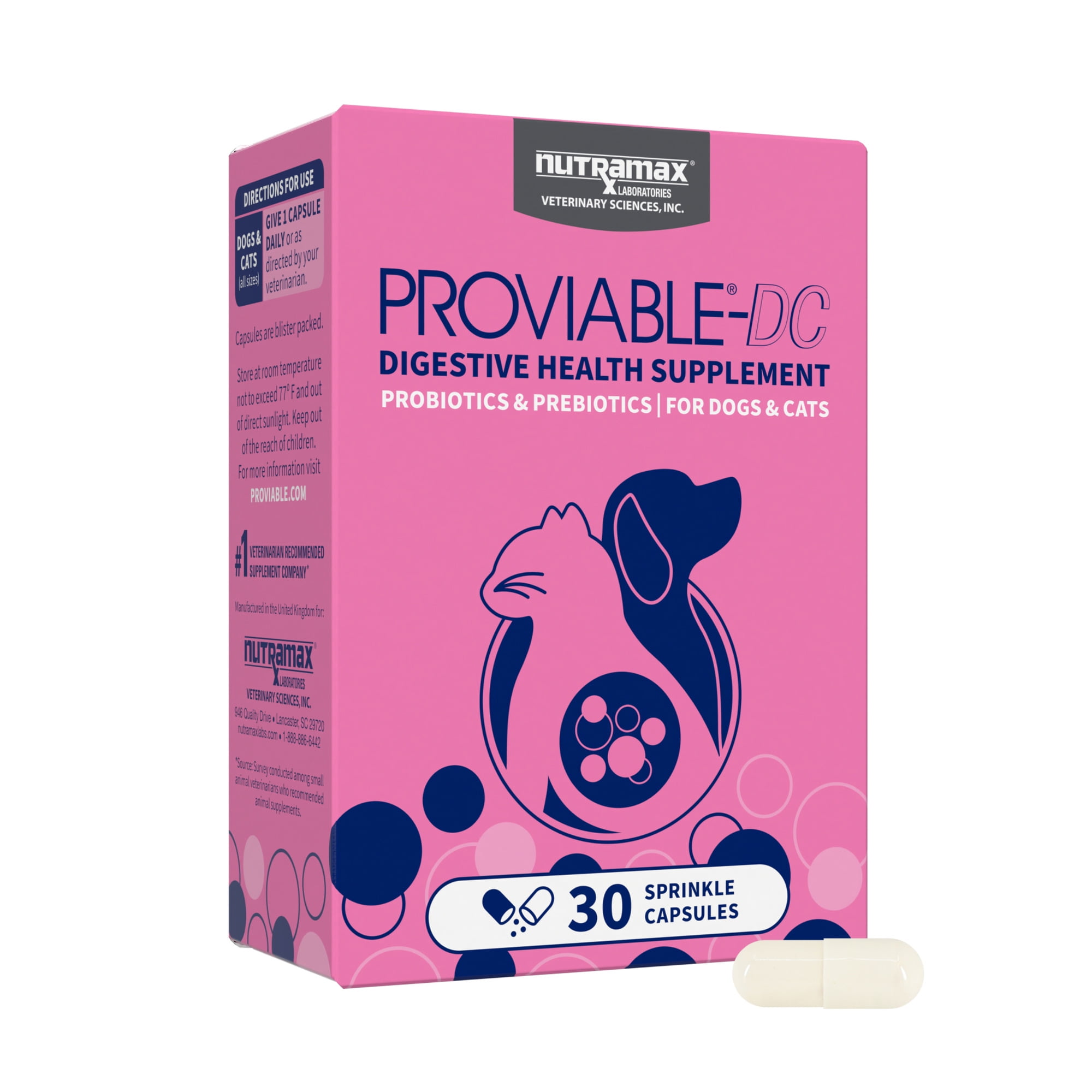 Nutramax Proviable-DC Digestive Health Supplement for Dogs and Cats