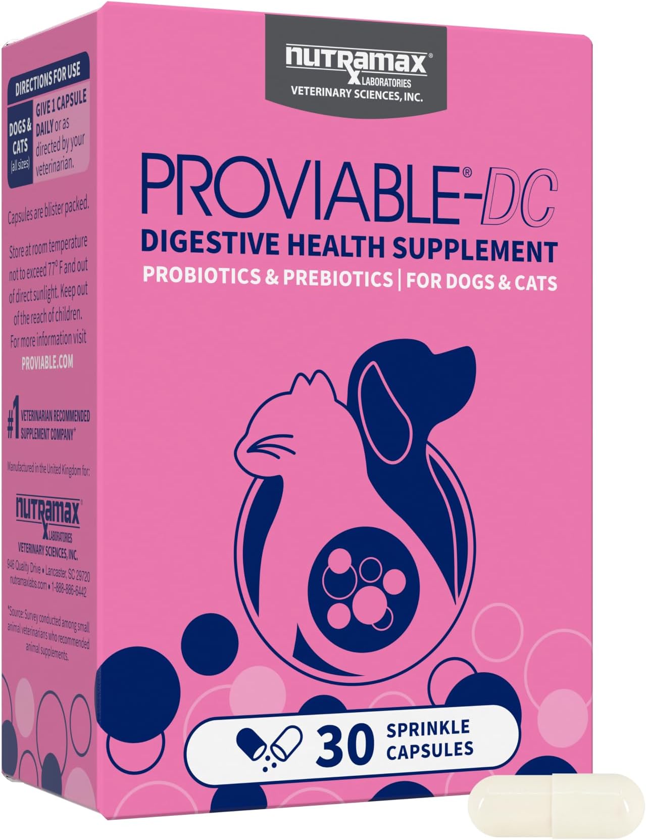 Nutramax Proviable-DC Digestive Health Supplement for Dogs & Cats
