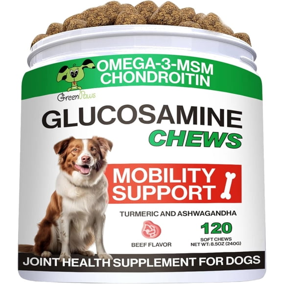 Particular Paws Glucosamine for Dogs with Chondroitin MSM and Omega-3 pet supplement