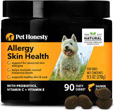PetHonesty Allergy SkinHealth for Dogs - Omega 3, Turmeric & Probiotics pet supplement