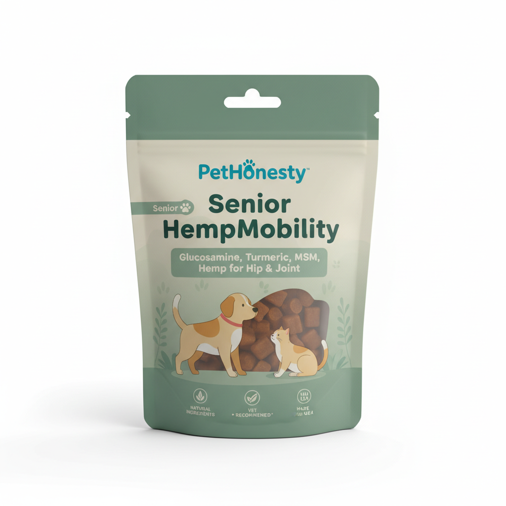 PetHonesty Senior HempMobility - Glucosamine, Turmeric, MSM, Hemp for Hip & Joint pet supplement