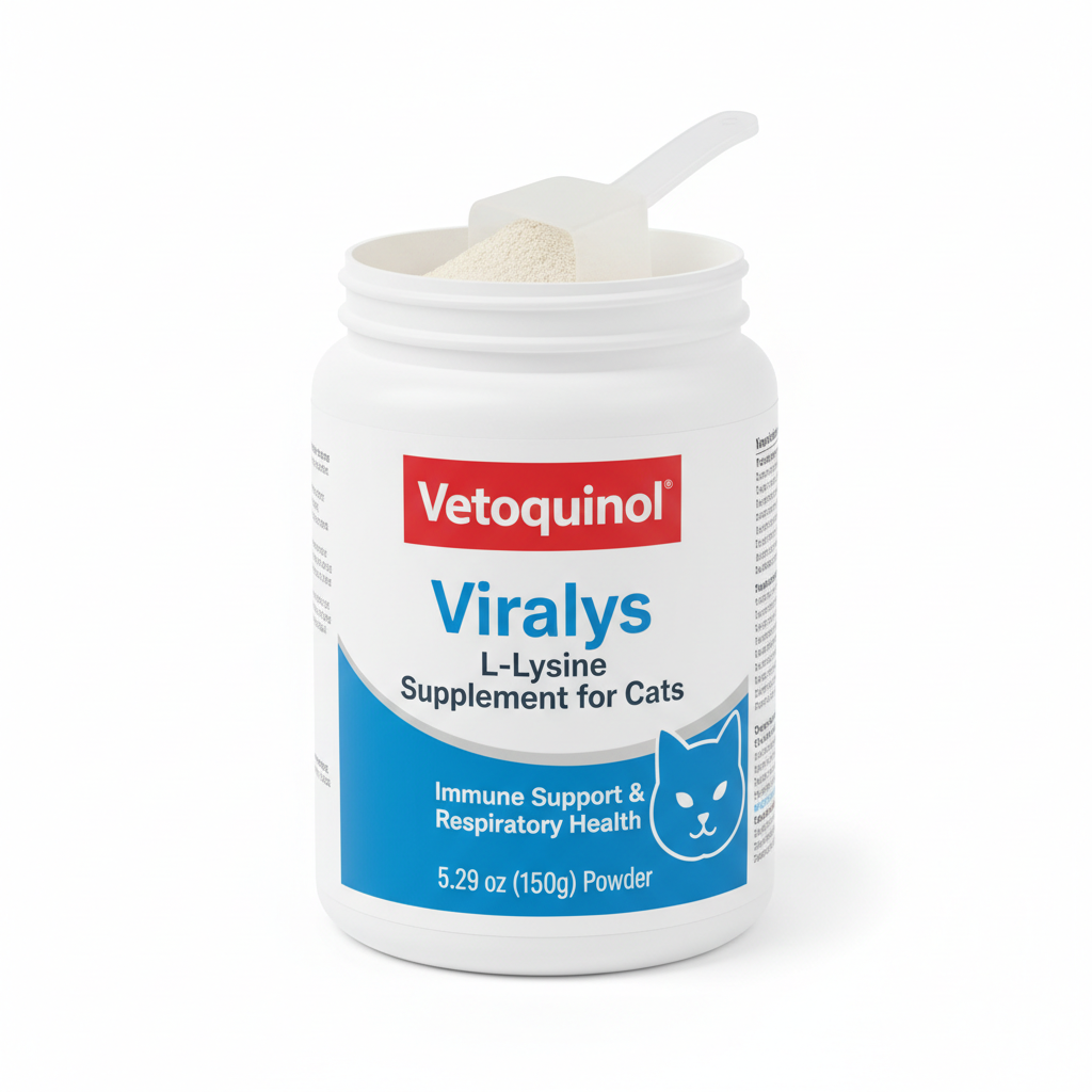 Vetoquinol Viralys L-Lysine Supplement for Cats - Immune Support & Respiratory Health, 5.29 oz (150g) Powder