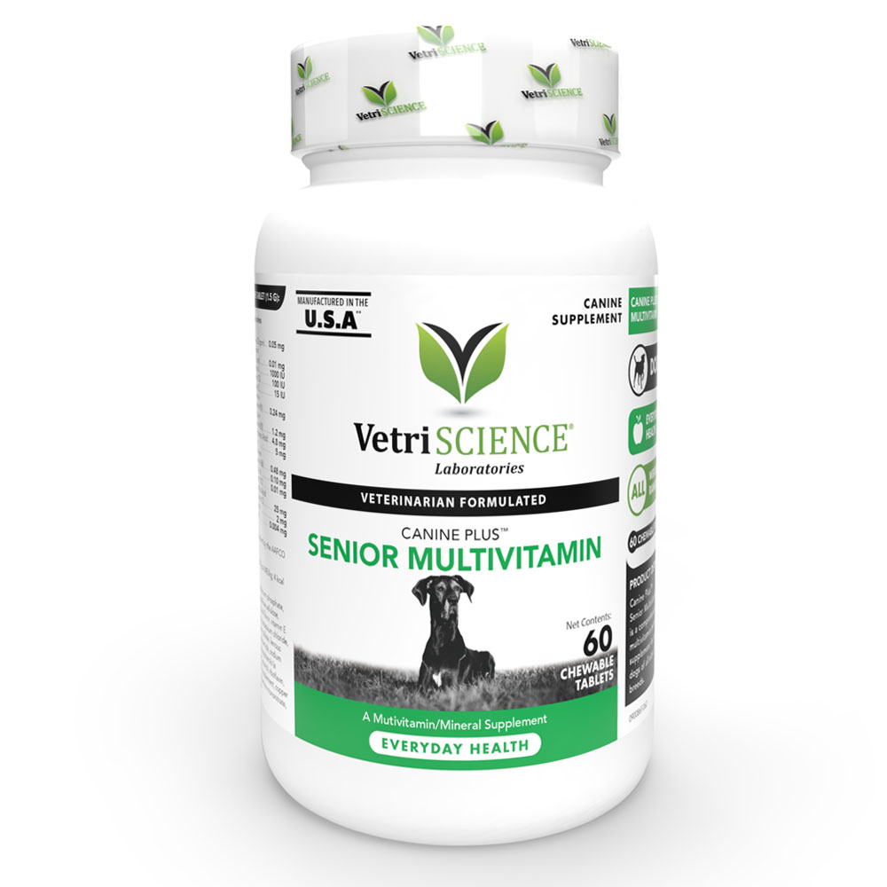 VetriScience Laboratories - Canine Plus Senior Multivitamin for Dogs - Comprehensive Daily Supplement for Senior Dogs - 60 Chewable Tablets pet supplement