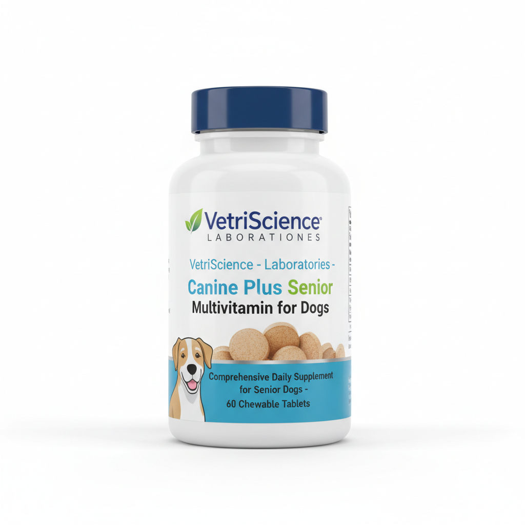 VetriScience Laboratories - Canine Plus Senior Multivitamin for Dogs - Comprehensive Daily Supplement for Senior Dogs - 60 Chewable Tablets