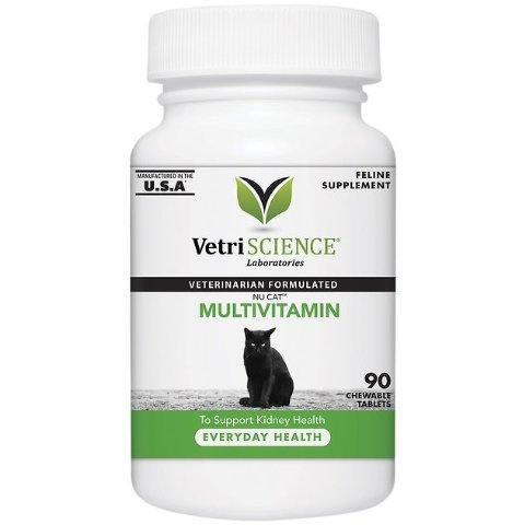 VetriScience Nu Cat Chewable Tablets Multivitamin for Cats, 90 count cat multivitamin supplements supplement
