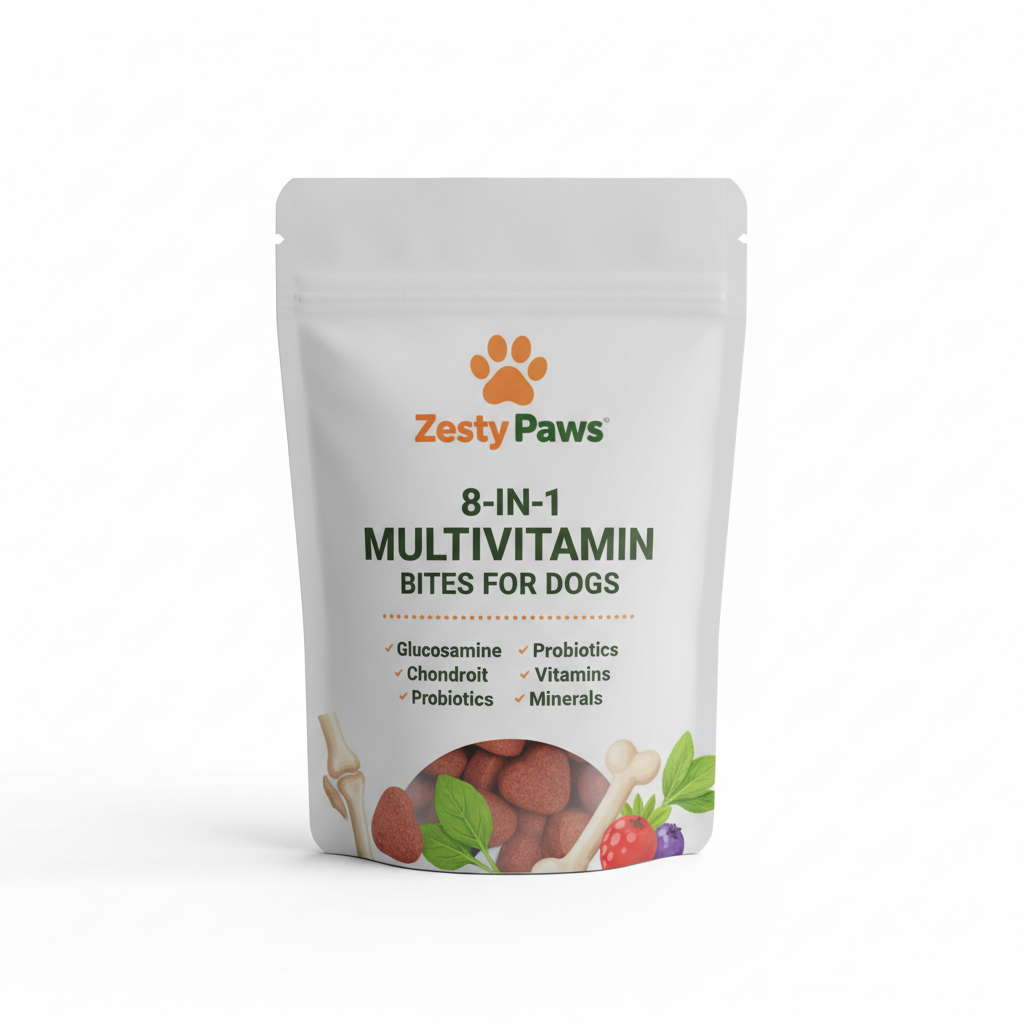 Zesty Paws 8-in-1 Multivitamin Bites for Dogs - Glucosamine, Chondroitin, Probiotics, Vitamins & Minerals