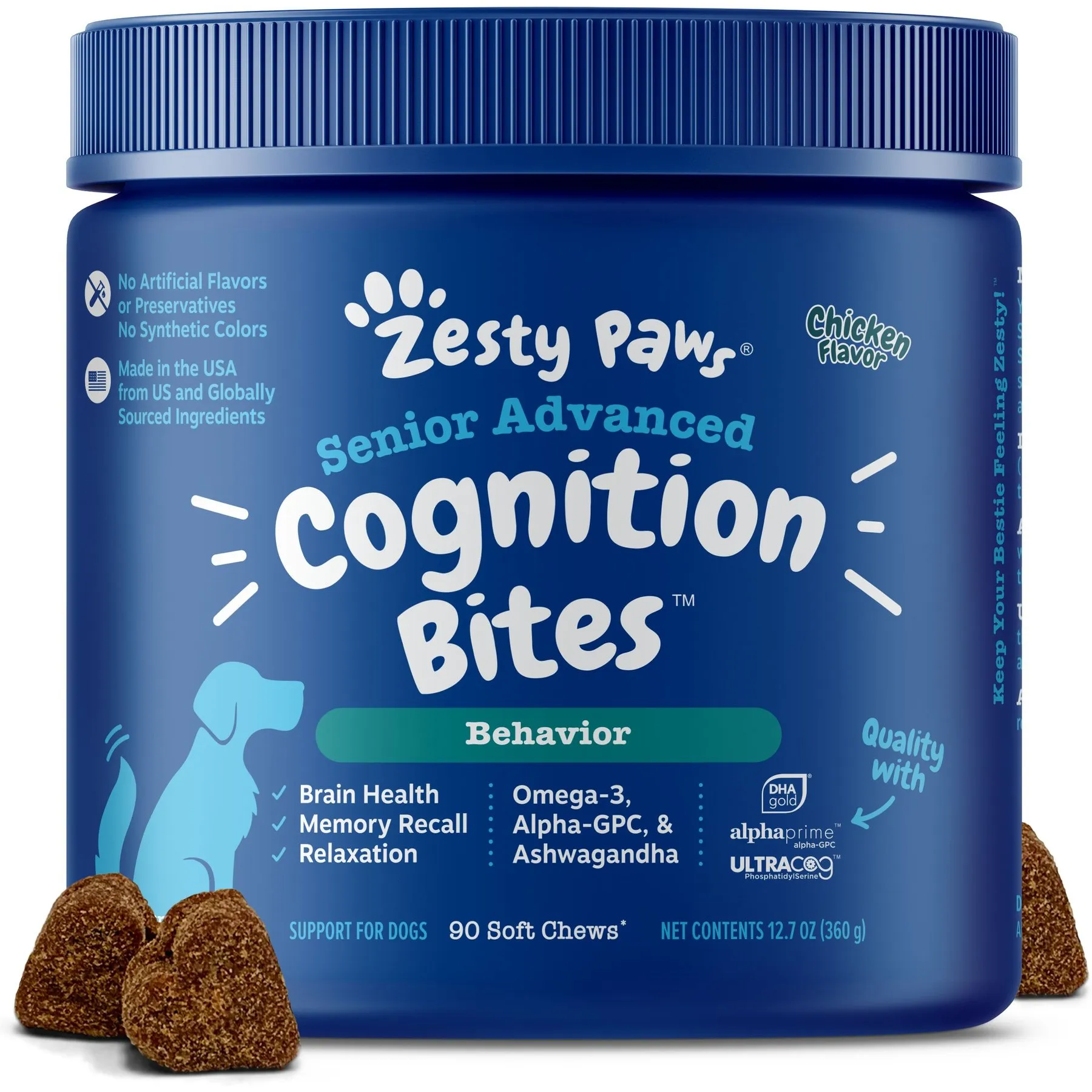 Zesty Paws Advanced Cognition Soft Chews for Senior Dogs