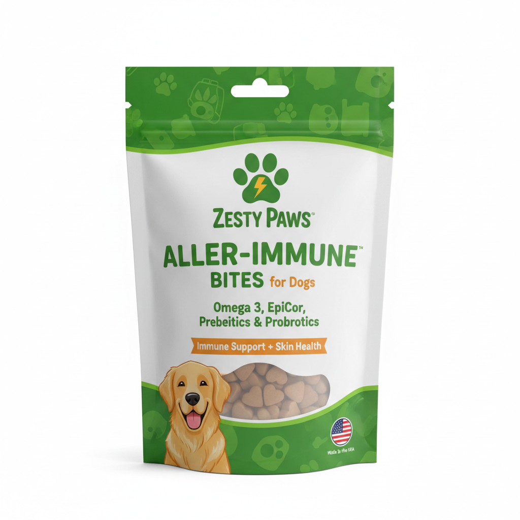 Zesty Paws Aller-Immune Bites for Dogs - Omega 3, EpiCor, Prebiotics & Probiotics pet supplement
