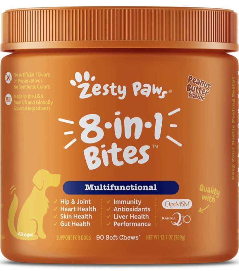 Zesty Paws Senior Advanced Multivitamin for Dogs - 8-in-1 Daily Support with Glucosamine, Chondroitin & Probiotics