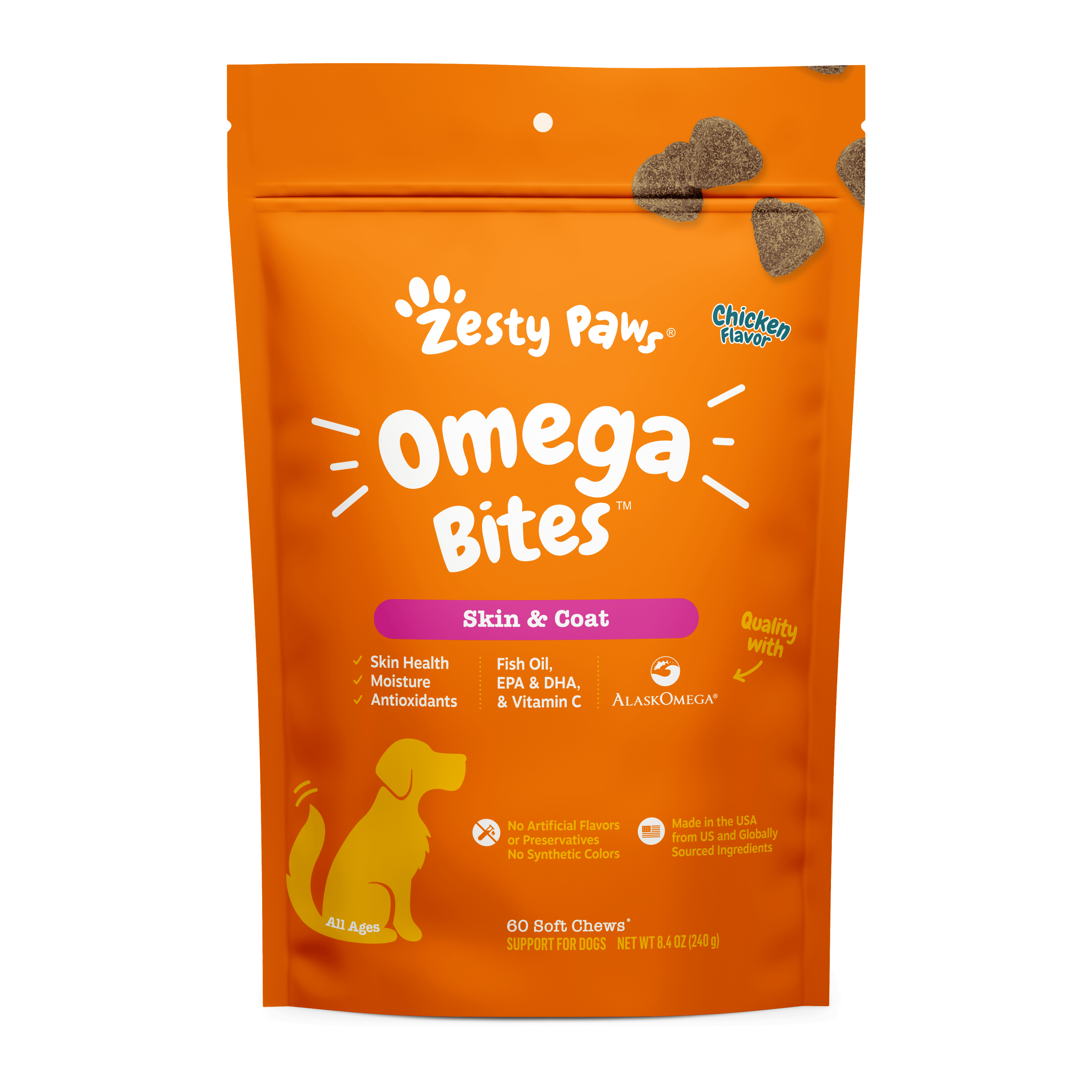 Zesty Paws Omega Bites Skin & Coat Supplement for Dogs