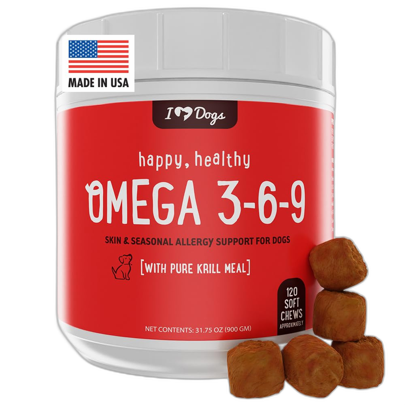 iHeartDogs Omega 3-6-9 Select Grain Free Skin & Coat Chews pet supplement