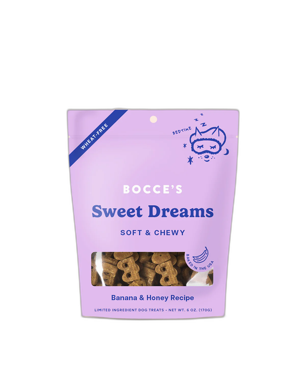 Bocce's Bakery Dailies Sweet Dreams Dog Treats for Bedtime Support, Wheat-Free Dog Treats, Made with Real Ingredients, Baked in The USA, Natural Soft & Chewy, Banana & Honey, 6 oz