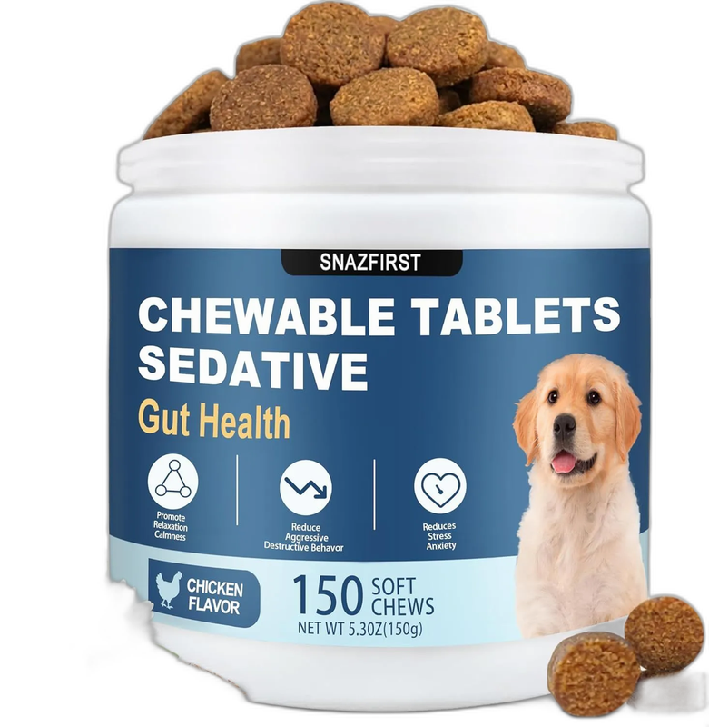 Calming Chews for Dogs Anxiety Relief, Dog Calming Chews-Anxiety and Stress Relief Treats Melatonin Bites Sleep Aid Calm Dog with Noise,Thunder,Barking,Separation(Chicken Flavor, 150 Chews)