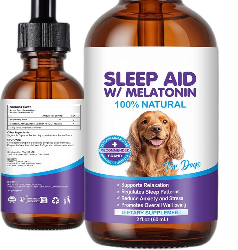 FUBAOLIN Melatonin for Dogs - Dog Melatonin for Calming and Anxiety, Liquid Sleep Aid Supplement, Deep Sleep for Dog