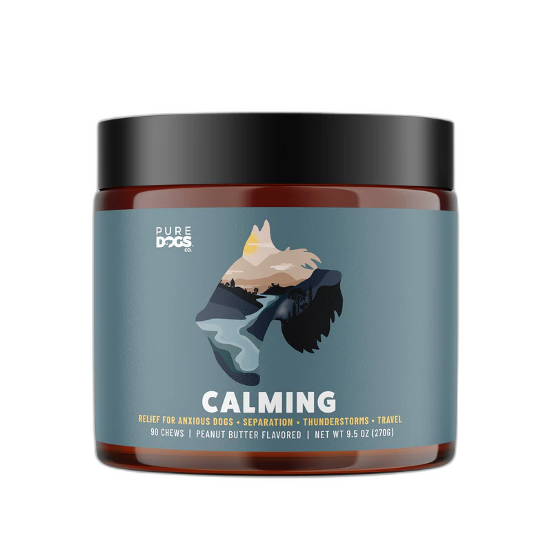 Pure Dogs Calming Chews for Anxiety & Stress Relief - Dog Treats with Organic Hemp & GABA - Soothe Scratching & Restlessness - 90 Calming Treats pet supplement