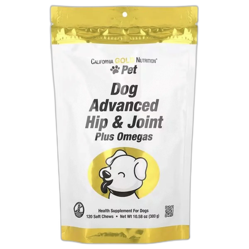 California Gold Nutrition, Pet, Dog Advanced Hip & Joint, 120 Soft Chews, 10.58 oz (300 g)