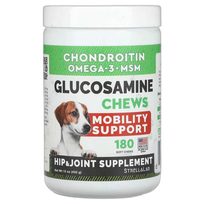 StrellaLab, Glucosamine Chews, For Dogs and Cats, Peanut Butter, 120 Soft Chews, 10 oz (288 g) by StrellaLab