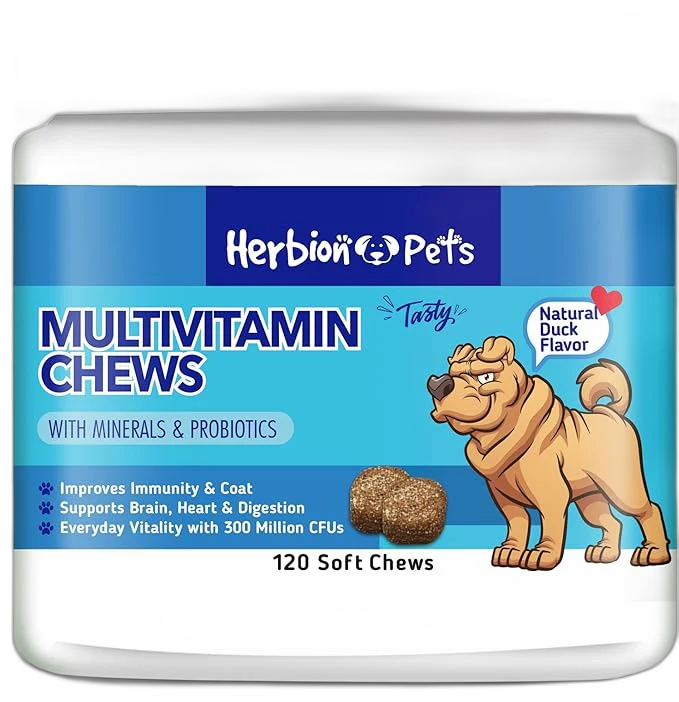 HERBION Pets Multivitamin Chews with Minerals & Probiotics by HERBION