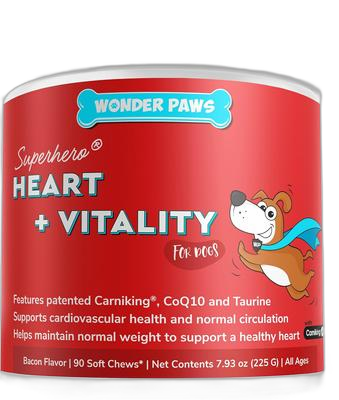 Wonder Paws Heart Support Supplement for Dogs - CoQ10, Taurine, L-Carnitine by Wonder Paws