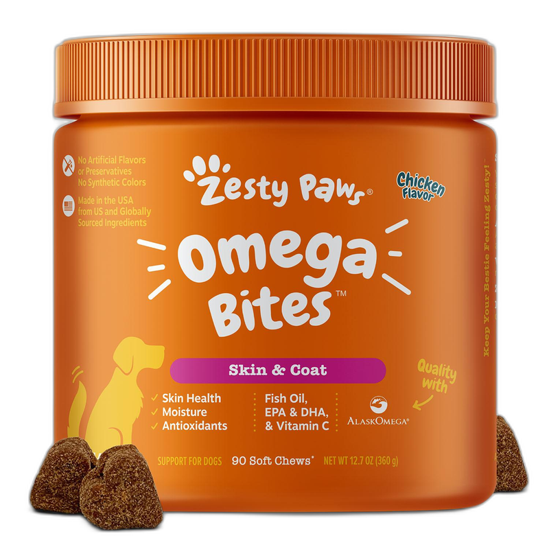 Zesty Paws Omega Bites Skin & Coat Support Soft Chews pet supplement