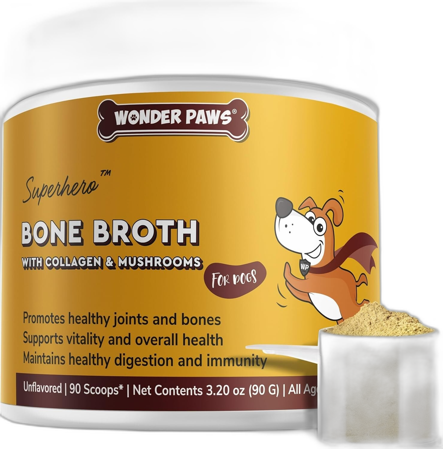 Wonder Paws Bone Broth Powder with Organic Mushrooms pet supplement