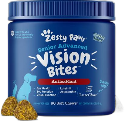 Zesty Paws Advanced Vision Bites Chicken Flavored Soft Chews Vision Supplement for Senior Dogs senior pet supplement