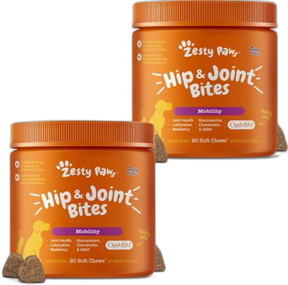 Zesty Paws Hip & Joint Mobility Bites Duck Flavored Soft Chews Glucosamine Supplement for Dogs joint & hip supplement